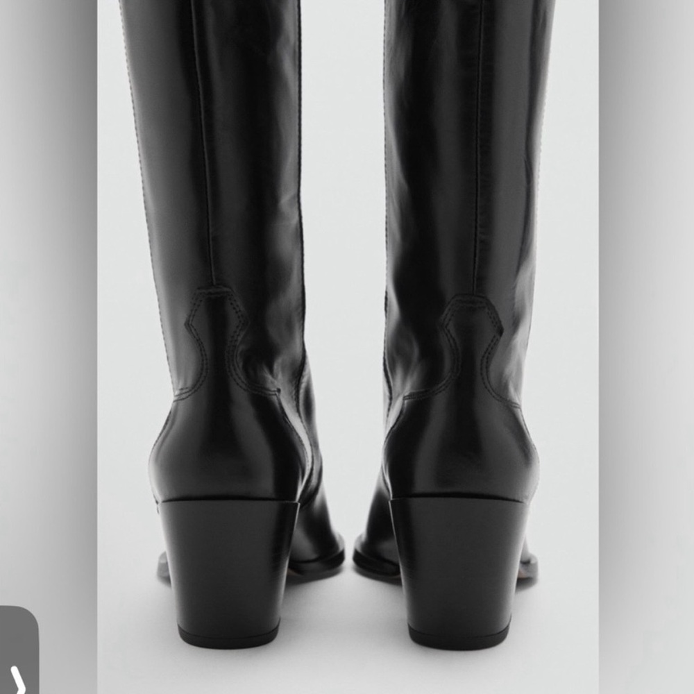 Mango Black Leather Boots - Picture 4 of 13